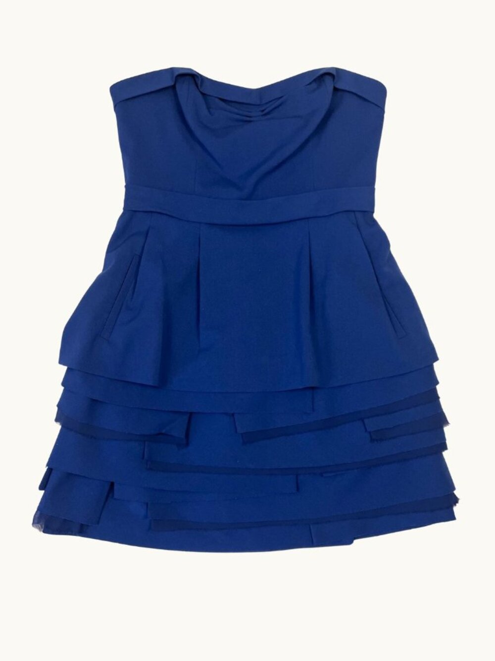 BCBGMaxAzria Strapless Tiered Mini Blue Cocktail Dress